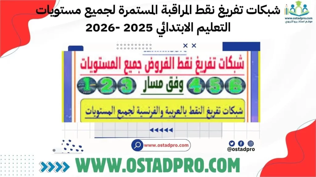 شبكات تفريغ نقط المراقبة المستمرة لجميع مستويات التعليم الابتدائي 2025 -2026